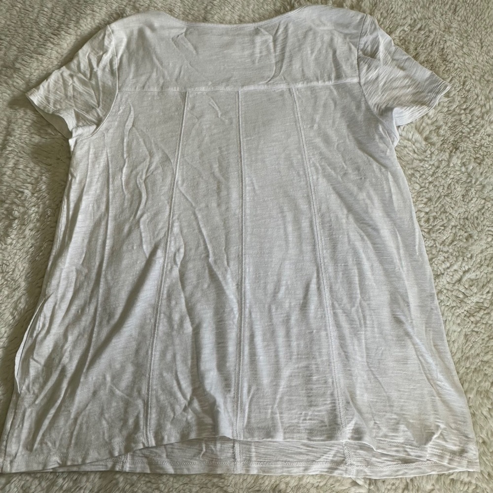 Chico's The Ultimate Tee White Short Sleeve Slub Cotton Modal Top Size 1 Medium - Picture 6 of 9